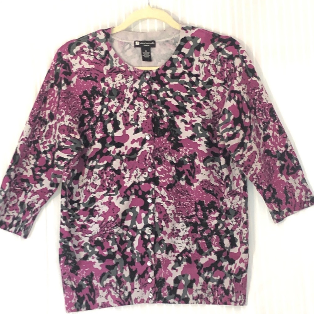 Purple, black and grey cardigan-jewel like button